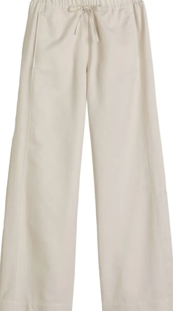 Pants, wide leg, drawstring and ela