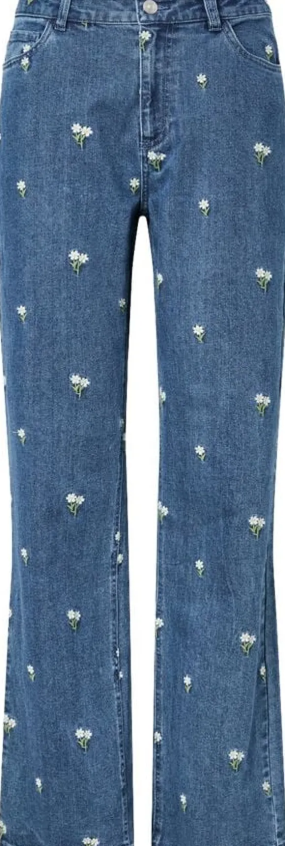 PCFLORA HW STRAIGHT EMB JEANS NOOS