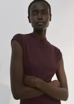 Perkins-neck knitted dress