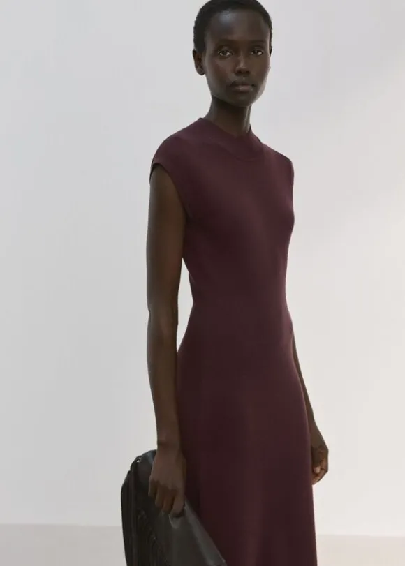 Perkins-neck knitted dress