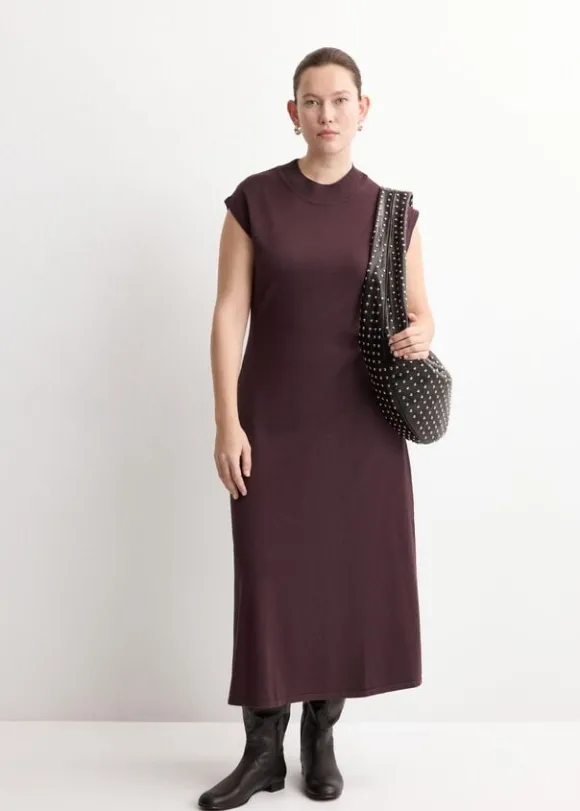 Perkins-neck knitted dress