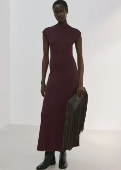 Perkins-neck knitted dress