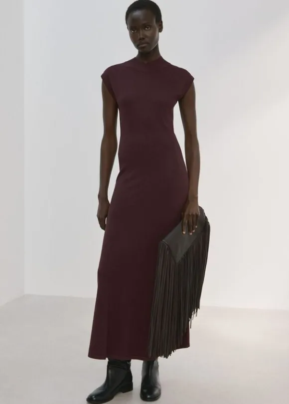 Perkins-neck knitted dress