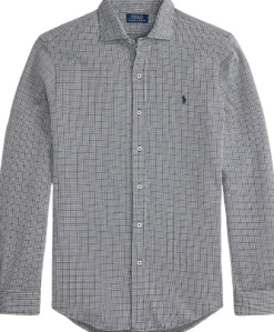 Plaid Jersey Spread-Collar Shirt