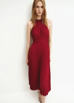 Pleated halter neck dress