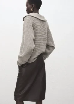 Polo-neck ribbed sweater