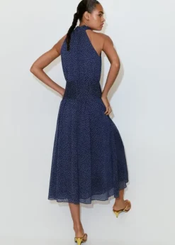 Printed halter-neck dress