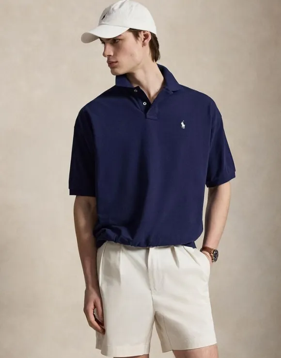 Relaxed Fit Mesh Polo Shirt