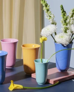 Rhombe Color Vase H15 aqua porcelæn