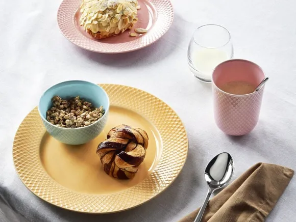 Rhombe Frokosttallerken Ø21 cm rosa porcelæn