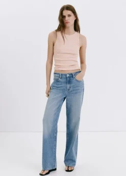 Ribbed cotton-blend top