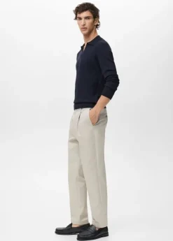 Ribbed knitted polo sweater