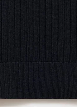 Ribbed knitted polo sweater
