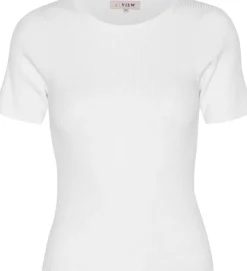 Rib knit short sleeve top