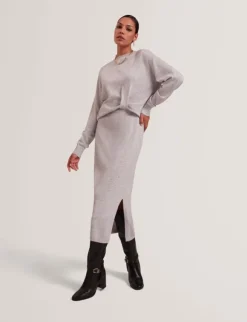 SAMANA Twist Waist Knit Midi Dress