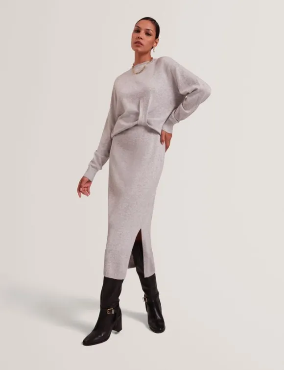 SAMANA Twist Waist Knit Midi Dress