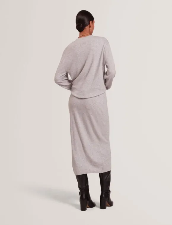 SAMANA Twist Waist Knit Midi Dress
