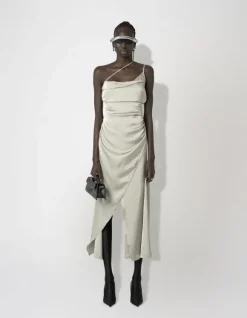 Satin Asymmetric Slip Dress