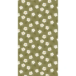 Serviet 10x20 cm grøn m/hvide blomster 16 stk/pk