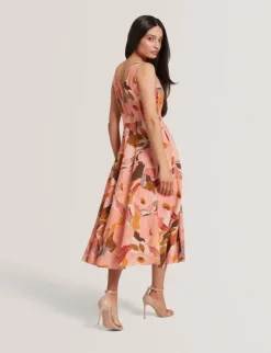 SHIVANA Printed Linen Blend Midi Dr