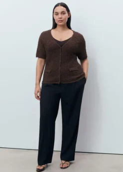 Short-sleeved bouclé cardigan