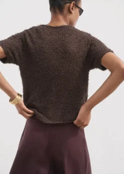 Short-sleeved bouclé cardigan