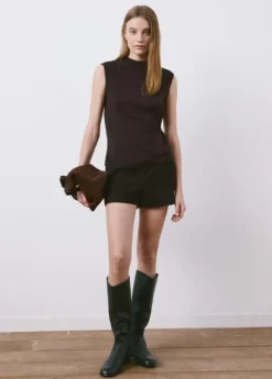 Side gathered knitted top