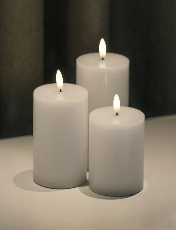 Sille Genopladelig 3 stk sæt, Ø7,5xH10/12,5/15cm, Hvid