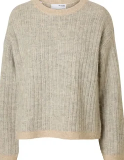 SLFALVA LS KNIT STRIPE O-NECK