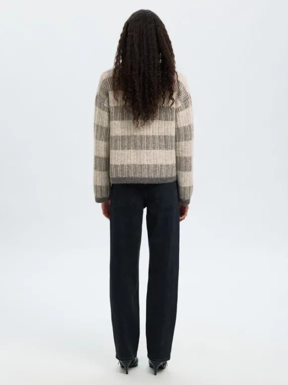 SLFALVA LS KNIT STRIPE V-CARDIGAN