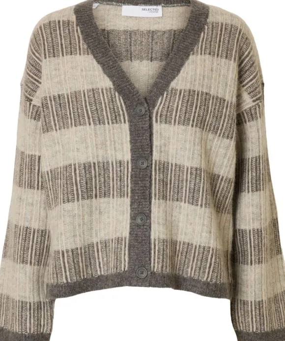 SLFALVA LS KNIT STRIPE V-CARDIGAN