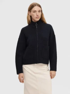 SLFSIA RAS LS ALPACA BLEND KNIT ZIPPER CARDIGAN