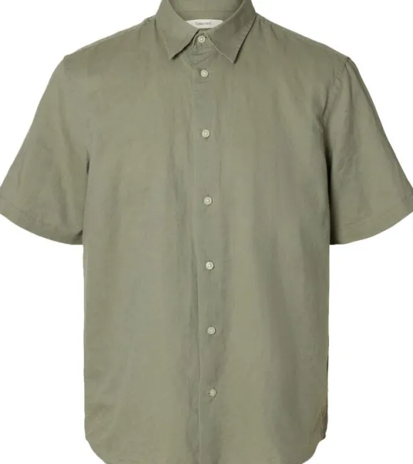 SLHREGCLAY LINENBLEND SS SHIRT CLA