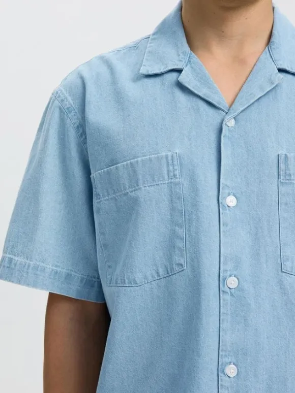SLHRLXCARLO DENIM SS SHIRT RESORT