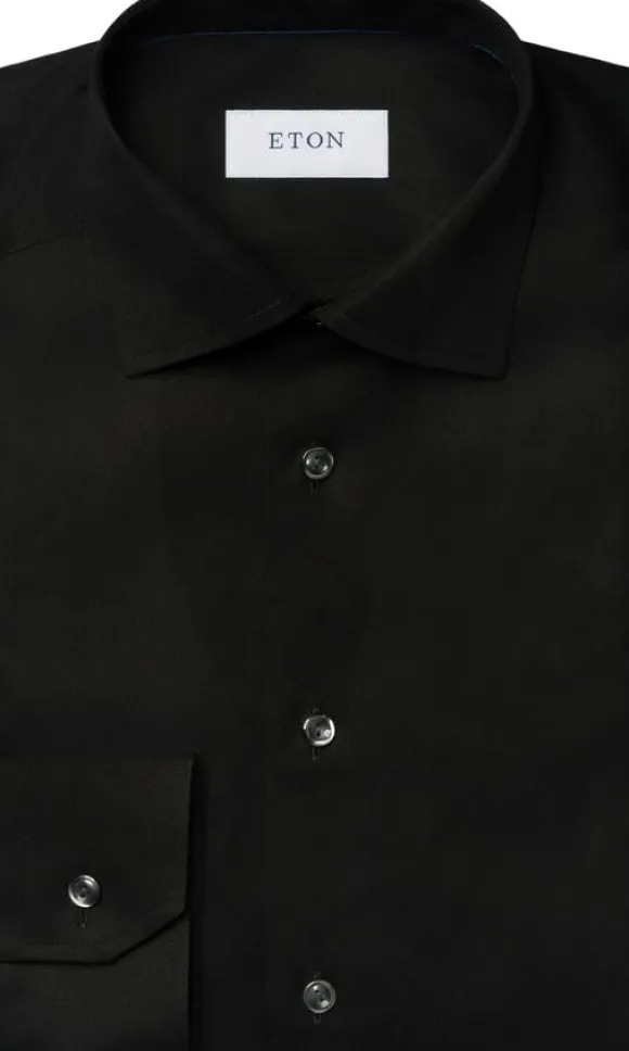 Slim Fit Black Signature Twill Shirt