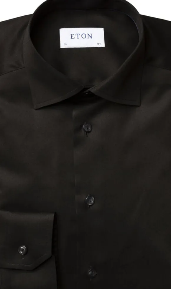 Slim Fit Black Signature Twill Shirt