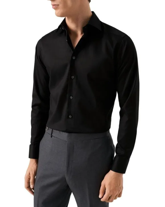 Slim Fit Black Signature Twill Shirt