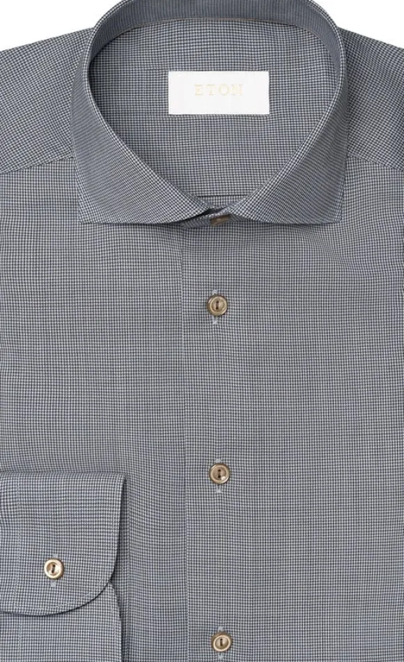 Slim Fit Brown Houndstoothmerino Wool Shirt