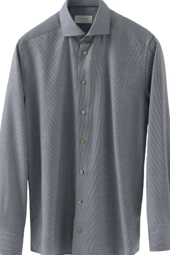 Slim Fit Brown Houndstoothmerino Wool Shirt