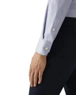 Slim Fit Dark Blue Mélange Solid Cotton Tencel Lyocell Shirt