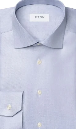 Slim Fit Dark Blue Mélange Solid Cotton Tencel Lyocell Shirt