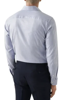 Slim Fit Dark Blue Mélange Solid Cotton Tencel Lyocell Shirt
