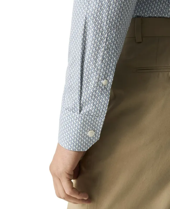 Slim Fit Light blue Parrot Print Signature Twill Shirt