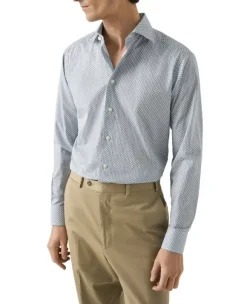 Slim Fit Light blue Parrot Print Signature Twill Shirt