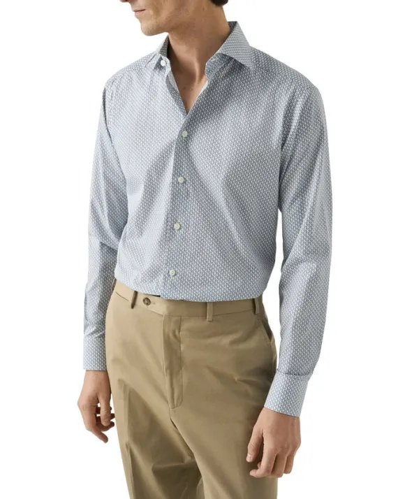 Slim Fit Light blue Parrot Print Signature Twill Shirt