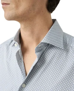 Slim Fit Light blue Parrot Print Signature Twill Shirt