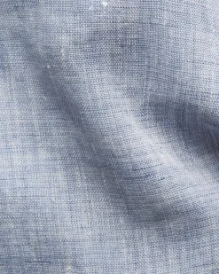 Slim Fit Light blue Solid Plain Weave Linen Shirt