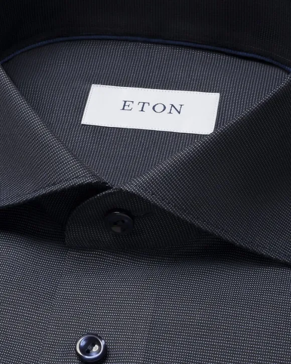 Slim Fit Navy Blue Semi Solid Signature Dobby Shirt
