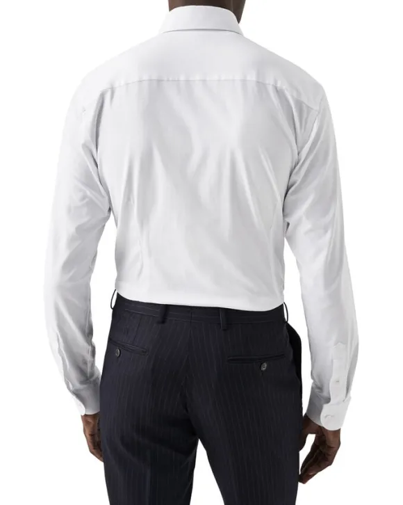 Slim Fit White Solid Four-Flex Stretch Shirt