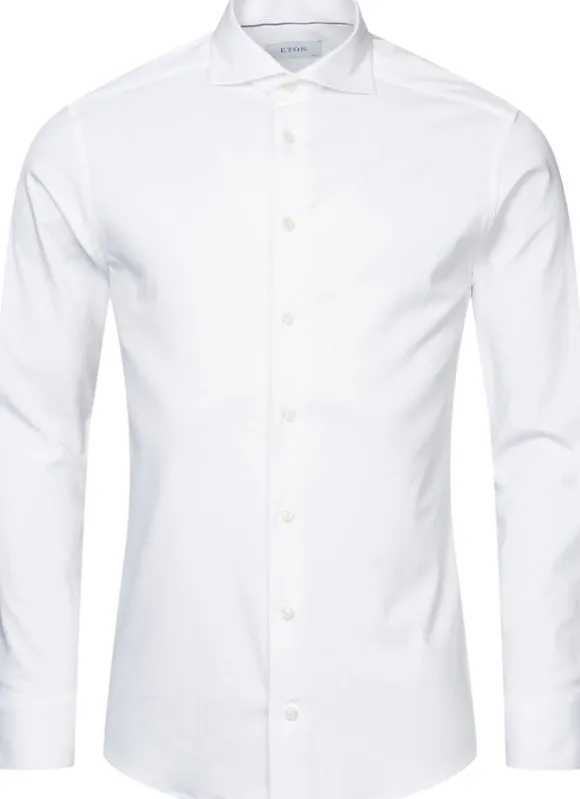 Slim Fit White Solid Four-Flex Stretch Shirt